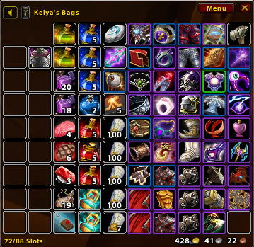 wow addon all the things show icon in bags